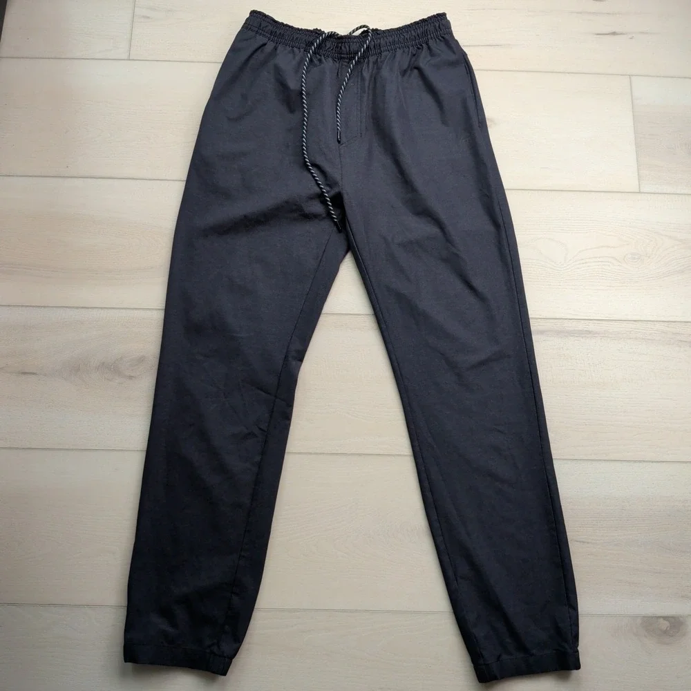 Travis Mathew‎ Jogger Pants Mens Small Black Elastic Waist Zip Pockets Golf